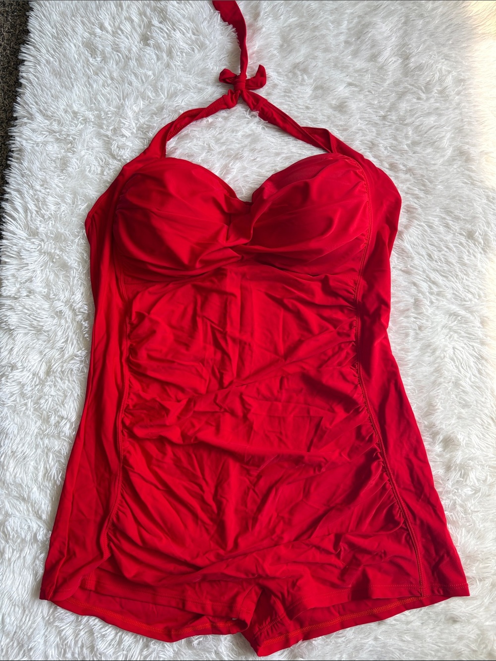 New In Packaging Century Star Red One Piece Swim Romper Size 4XL